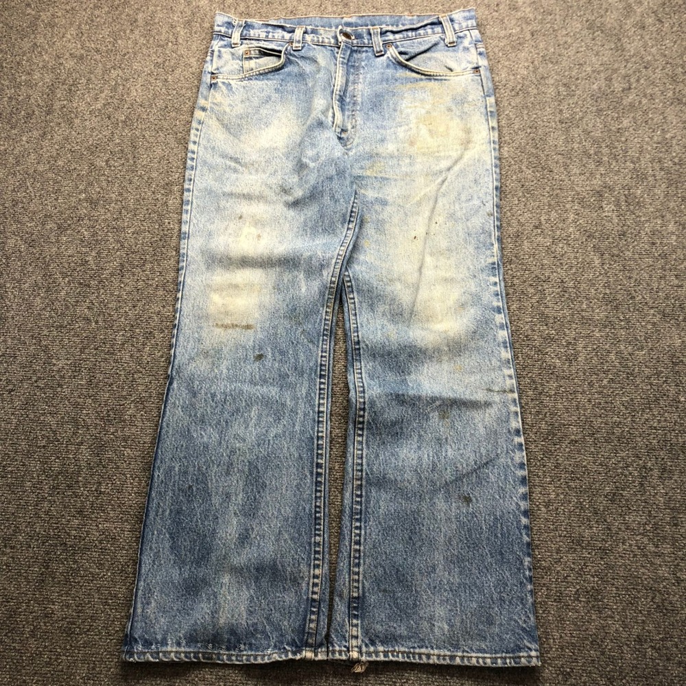 Vintage Levis 517 Orange Tab Jeans Mens 31x27 Distressed Bootcut Light Wash